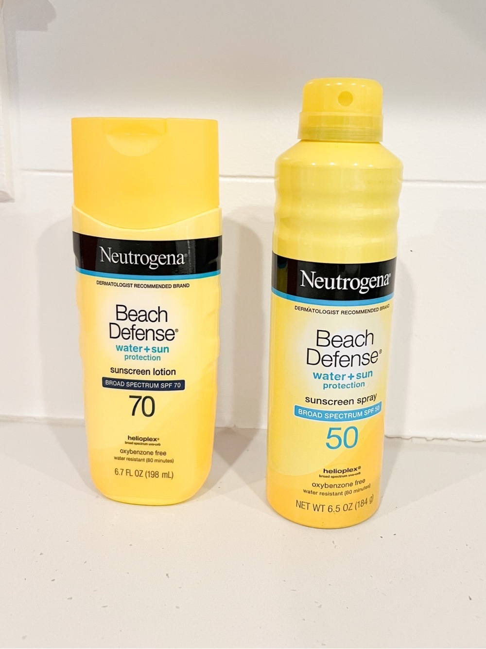 New Neutrogena Beach Defense Sunscreen Bundle SPF 70 Lotion + SPF 50 Spray